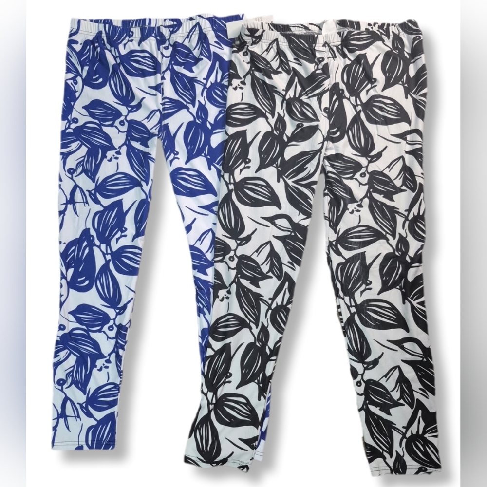 NWT Set Of 2 Dinamit Women's Plus Size Floral Print Stretch Leggings Size 3X